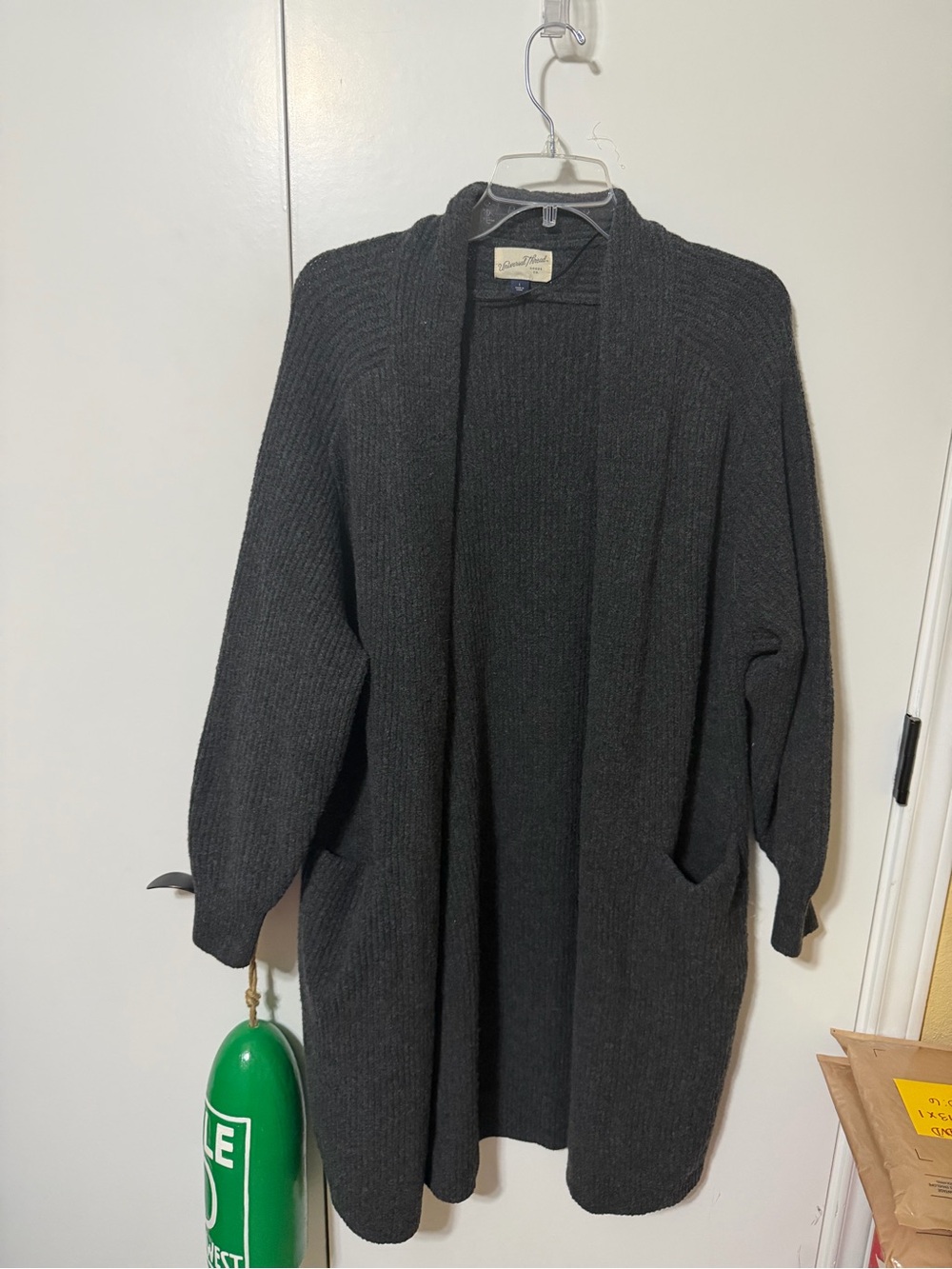 Universal Threads Open-Front Charcoal Knit Long Cardigan Sweater